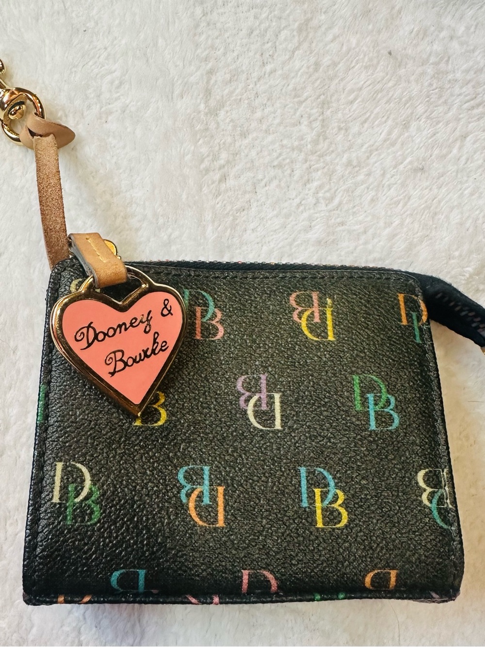Vintage Dooney & Bourke Black Multicolor DB Logo Mini Satchel with Tan Trim - Picture 8 of 16